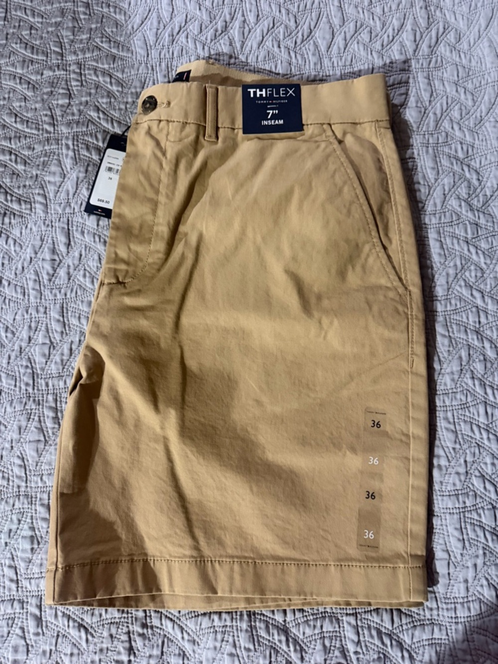 Tommy Hilfiger Tan TH Flex 7" Inseam Chino Shorts